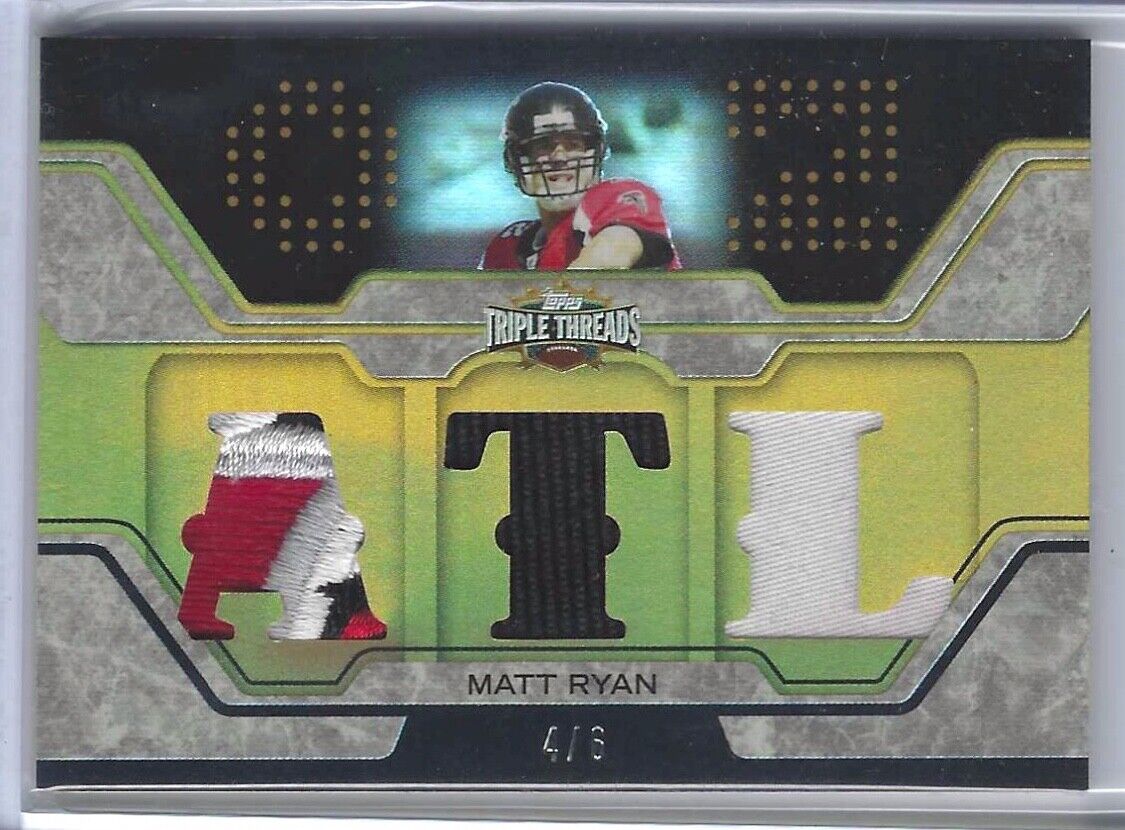 MATT RYAN 2008 TOPPS TRIPLE THREADS ROOKIE TRIPLE PATCH RC #D /6