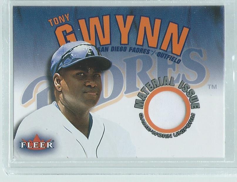 TONY GWYNN 2001 FLEER MATERIAL ISSUE GAME USED JERSEY
