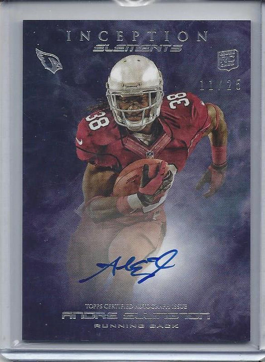 ANDRE ELLINGTON 2013 TOPPS INCEPTION ELEMENTS PURPLE FOG ON CARD AUTO RC #D /25