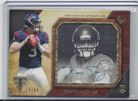 TOM SAVAGE 2014 TOPPS TRIPLE THREADS TRANSPARENCIES ON CARD AUTO RC #D 19/65