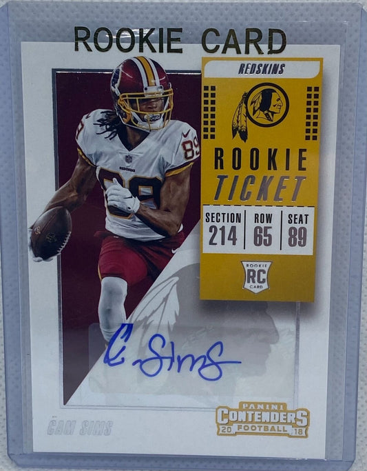 CAM SIMS 2018 PANINI CONTENDERS ROOKIE TICKET AUTO RC #256
