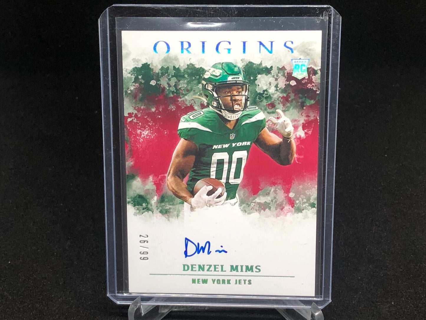 DENZEL MIMS 2020 PANINI ORIGINS RED ON CARD AUTO RC #D 26/99