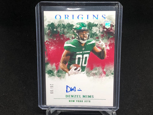 DENZEL MIMS 2020 PANINI ORIGINS RED ON CARD AUTO RC #D 26/99