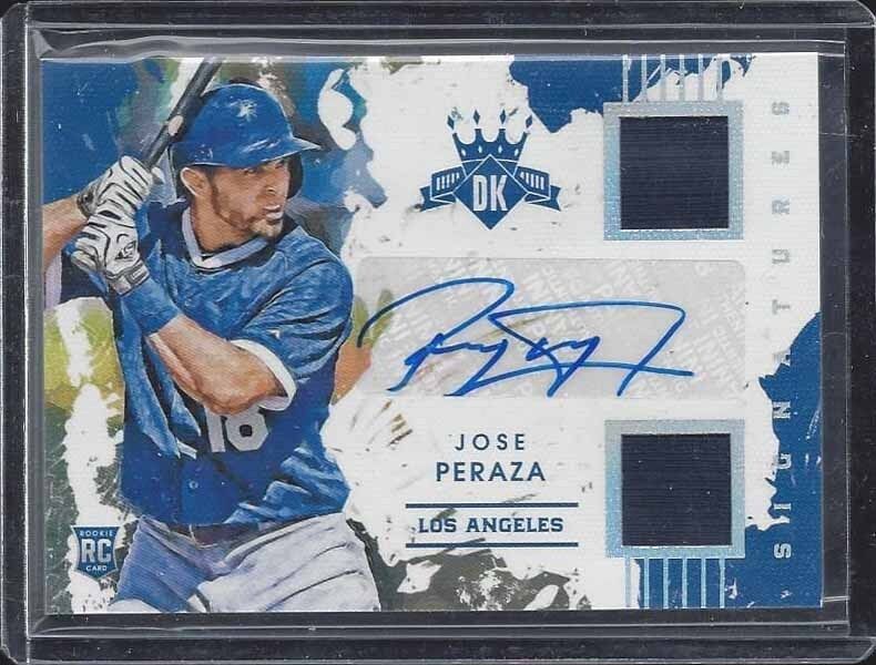 JOSE PERAZA 2016 DIAMOND KINGS SIGNATURES DUAL JERSEY AUTO #D 277/299