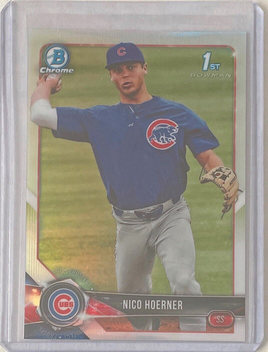 NICO HOERNER 2018 BOWMAN CHROME 1ST PROSPECT SILVER REFRACTOR #BDC-165