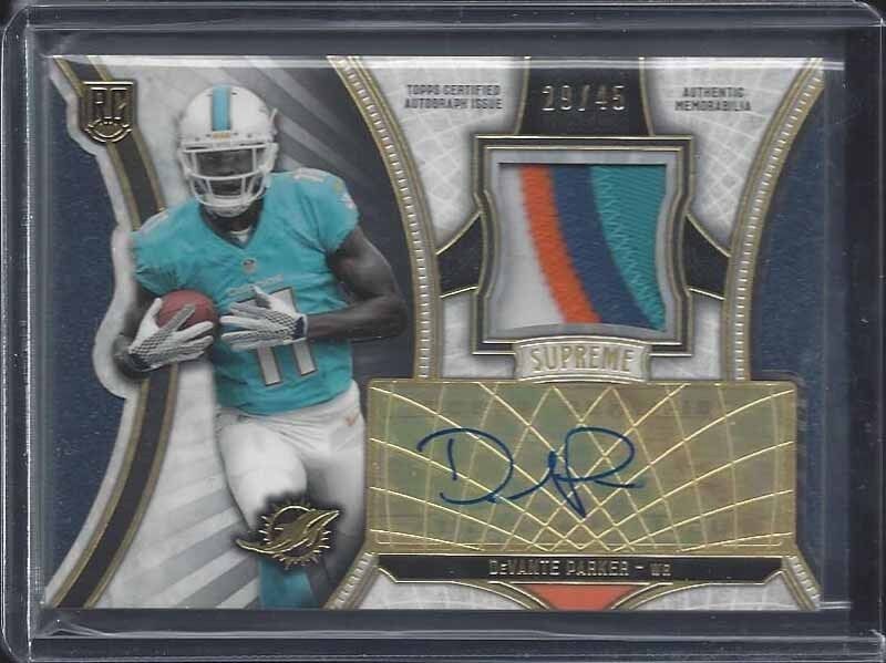 DEVANTE PARKER 2015 TOPPS SUPREME MULTI COLOR ROOKIE PATCH AUTO RC #D /45
