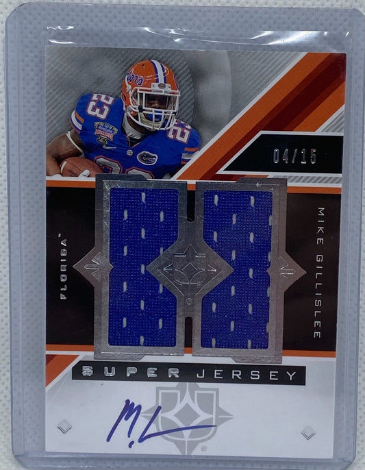 MIKE GILLISLEE 2013 ULTIMATE COLLECTION SUPER JERSEY ON CARD AUTO RC #D 04/15