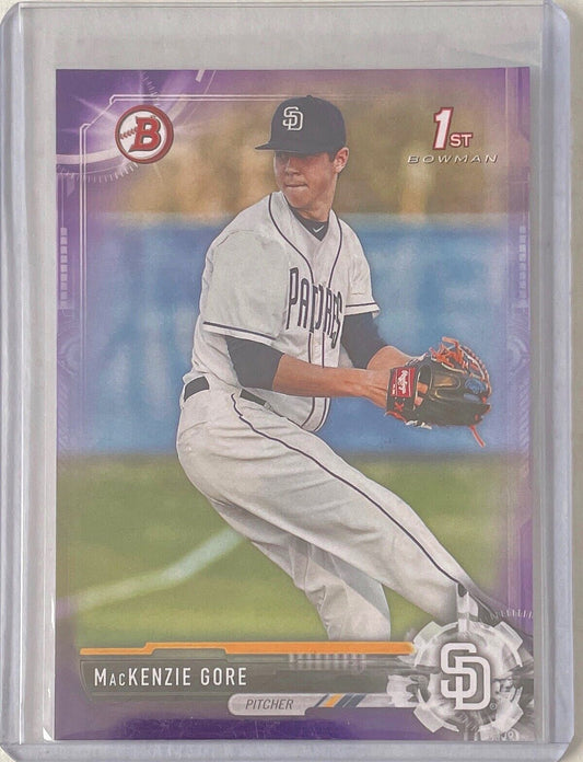 MACKENZIE GORE 2017 BOWMAN PAPER 1ST PROSPECT PURPLE #D 066/250