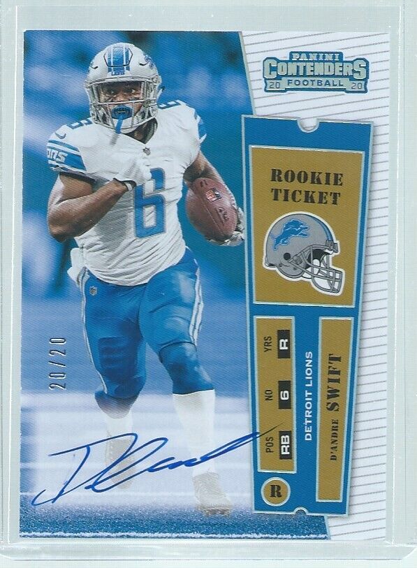 D'ANDRE SWIFT 2020 CONTENDERS 1999 RETRO ROOKIE TICKET ON CARD AUTO RC #D 20/20