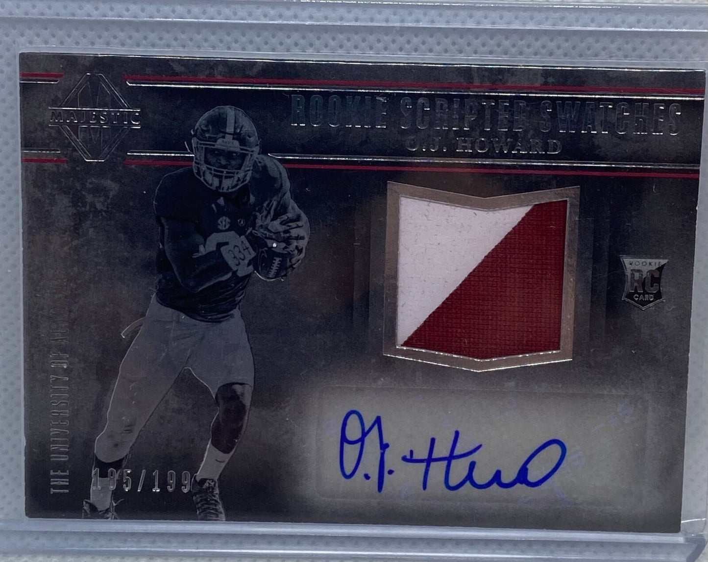 O.J. HOWARD 2017 PANINI MAJESTIC ROOKIE SCRIPTED SWATCHES PATCH AUTO RC #D /199