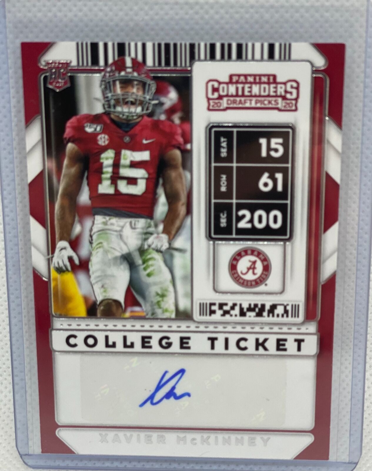 XAVIER MCKINNEY 2020 PANINI CONTENDERS DRAFT PICKS COLLEGE TICKET AUTO RC #172