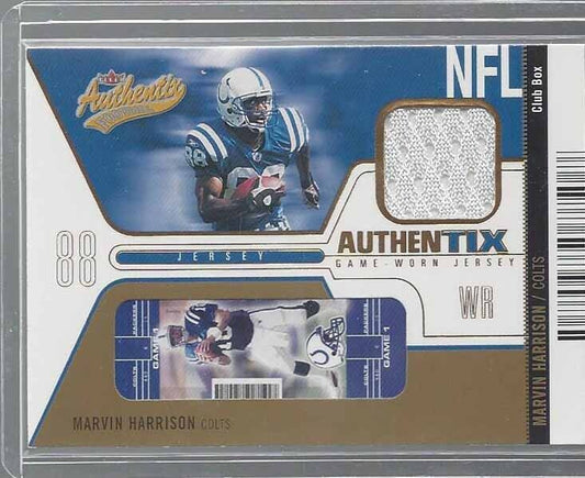MARVIN HARRISON 2004 FLEER AUTHENTIC GOLD CLUB BOX JERSEY #D 16/25