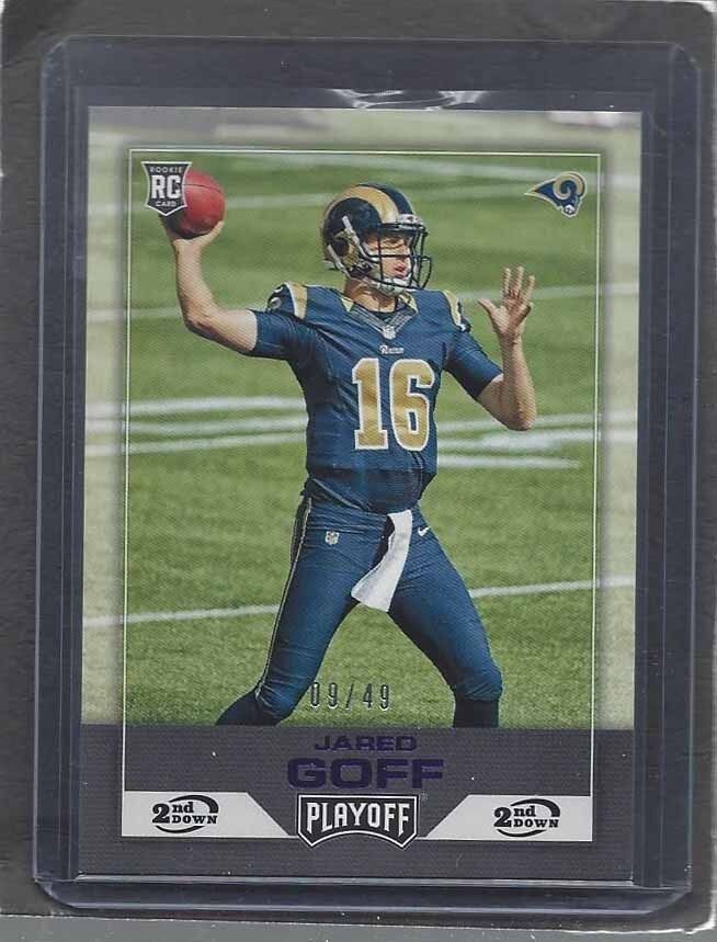 JARED GOFF 2016 PLAYOFF 2ND DOWN PURPLE ROOKIE RC #D 9/49