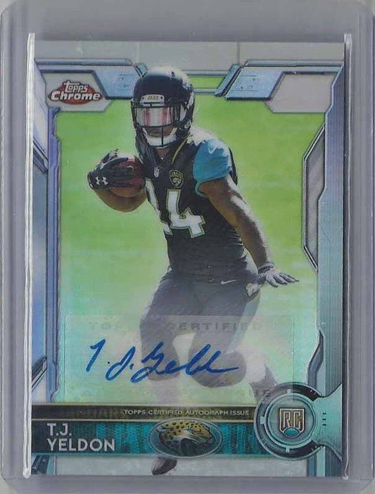 T.J. YELDON 2015 TOPPS CHROME VARIATION REFRACTOR ROOKIE AUTO RC #D 27/75