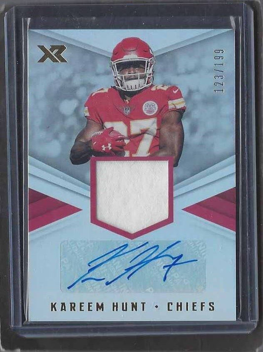 KAREEM HUNT 2017 PANINI XR KANSAS CITY CHIEFS JERSEY AUTO RC #D 123/199