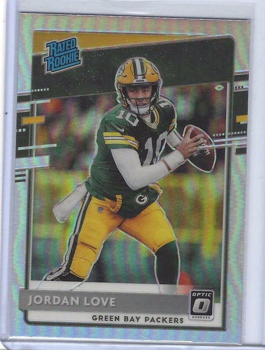 JORDAN LOVE 2020 DONRUSS OPTIC SILVER HOLO RATED ROOKIE RC #154