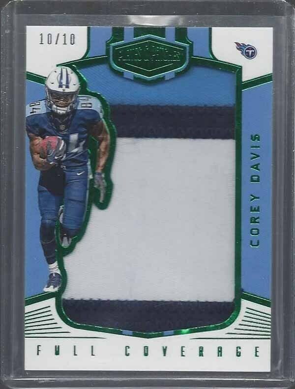 COREY DAVIS 2017 PLATES & PATCHES FULL COVERAGE GREEN ROOKIE PATCH RC #D 10/10