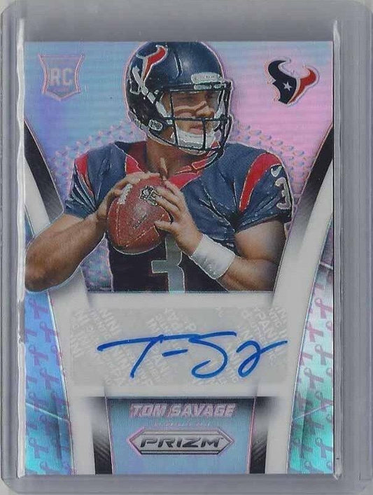 TOM SAVAGE 2014 PANINI PRIZM PINK RIBBON PRIZMS REFRACTOR ROOKIE AUTO RC #D /150