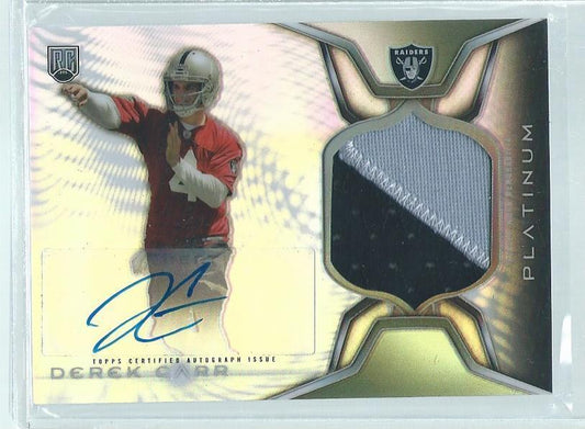 DEREK CARR 2014 TOPPS PLATINUM RPA REFRACTOR 2 COLOR ROOKIE PATCH AUTO RC