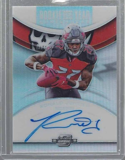 RONALD JONES II 2018 CONTENDERS OPTIC ROOKIE OF THE YEAR ON CARD AUTO RC