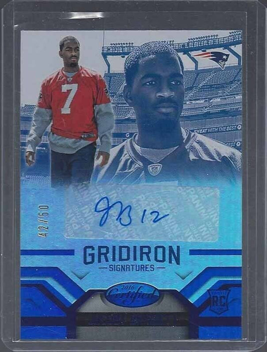 JACOBY BRISSETT 2016 PANINI CERTIFIED BLUE GRIDIRON SIGS BLUE AUTO RC #D 42/50
