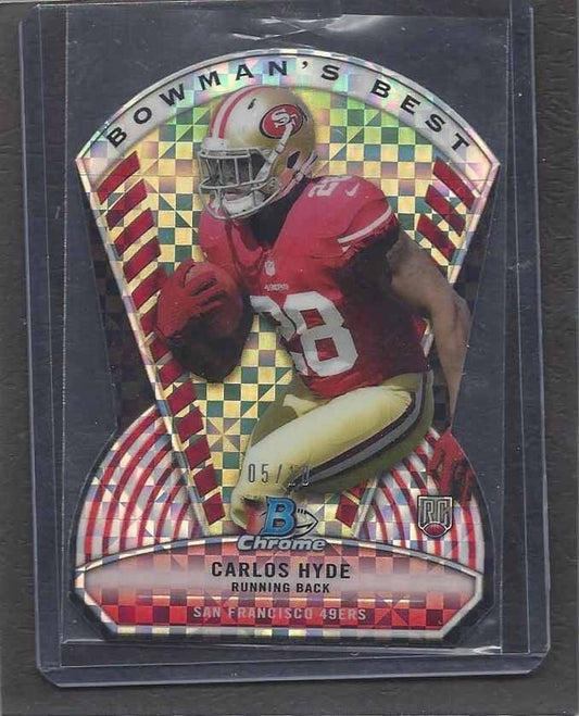 CARLOS HYDE 2014 BOWMAN CHROME BEST XFRACTOR DIE CUT ROOKIE REFRACTOR RC #D 5/10