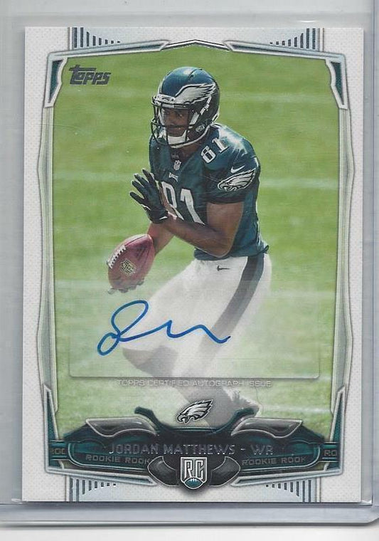 JORDAN MATTHEWS 2014 TOPPS SHORT PRINT SP RARE EAGLES ROOKIE AUTO RC #408