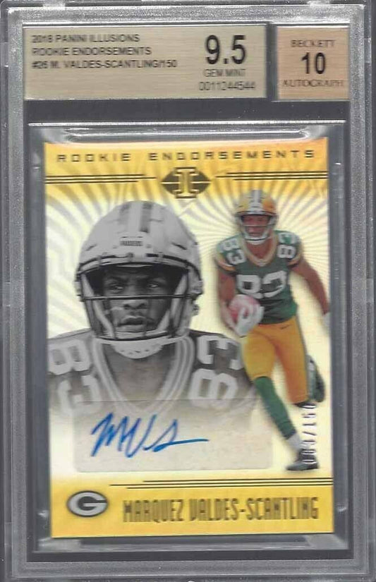 1/1 MARQUEZ VALDES SCANTLING 2018 ILLUSIONS AUTO RC #D 83/150 BGS 9.5 10 JSY #83