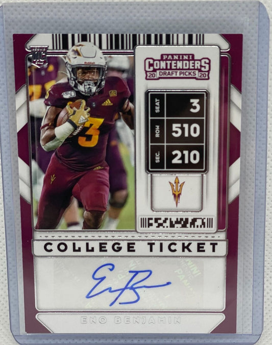 ENO BENJAMIN 2020 PANINI CONTENDERS DRAFT PICKS COLLEGE TICKET AUTO RC #140