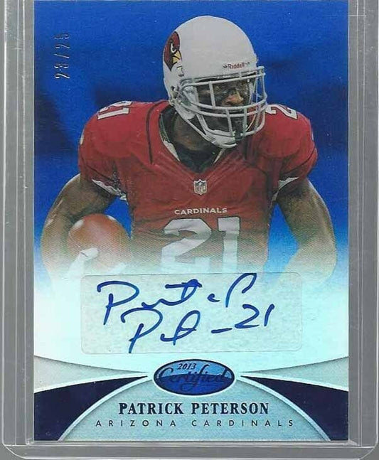 PATRICK PETERSON 2013 CERTIFIED MIRROR BLUE CARDINALS AUTO #D 23/25