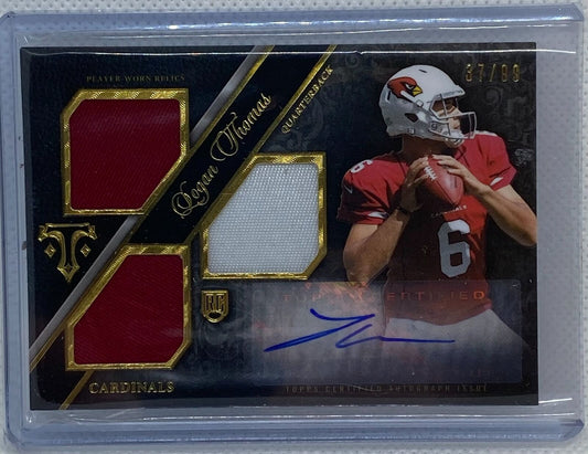 LOGAN THOMAS 2014 TOPPS TRIPLE THREADS GOLD TRI PATCH AUTO RC #D 37/99