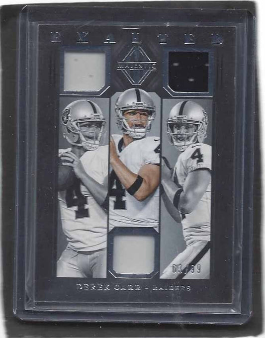 DEREK CARR 2018 PANINI MAJESTIC EXALTED TRIPLE JERSEY #D 63/99