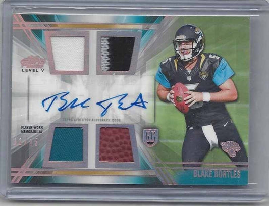 BLAKE BORTLES 2014 TOPPS PRIME BRONZE LEVEL 5 QUAD ROOKIE PATCH AUTO RC #D 2/15