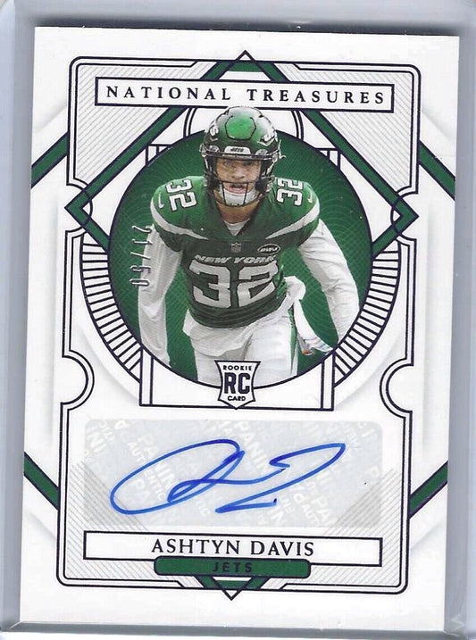 ASHTYN DAVIS 2020 NATIONAL TREASURES PURPLE ROOKIE AUTO RC #D /50