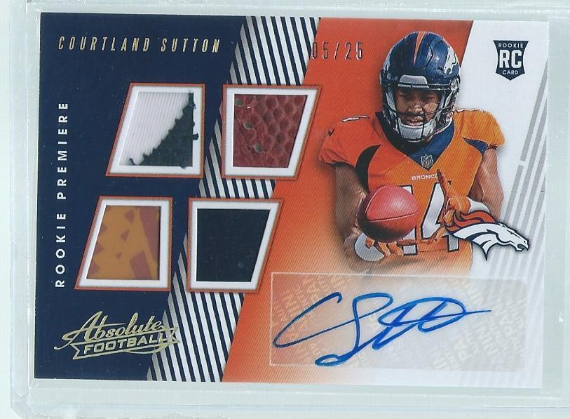 COURTLAND SUTTON 2018 PANINI ABSOLUTE QUAD PATCH AUTO RC #D 5/25