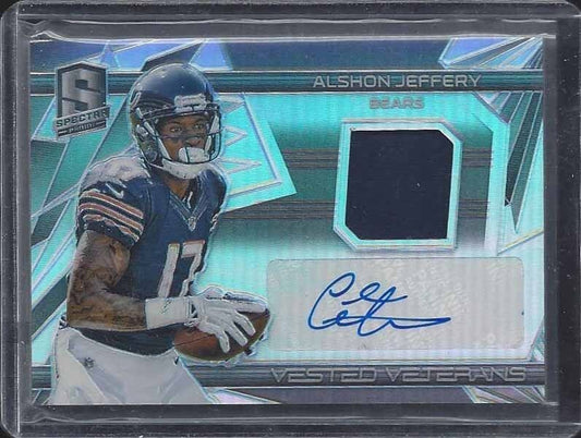 ALSHON JEFFERY 2015 PANINI SPECTRA VESTED VETERANS PRIZM JERSEY AUTO #D 18/99