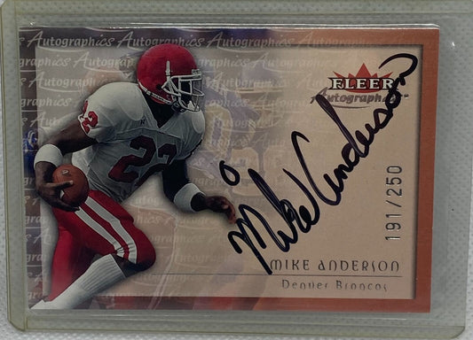 MIKE ANDERSON 2000 FLEER AUTOGRAPHICS SILVER ON CARD AUTO RC #D 191/250