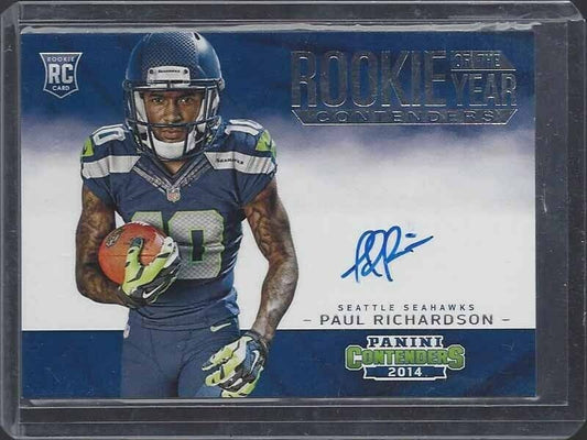 PAUL RICHARDSON 2014 CONTENDERS ROOKIE OF THE YEAR CONTENDERS ON CARD AUTO RC
