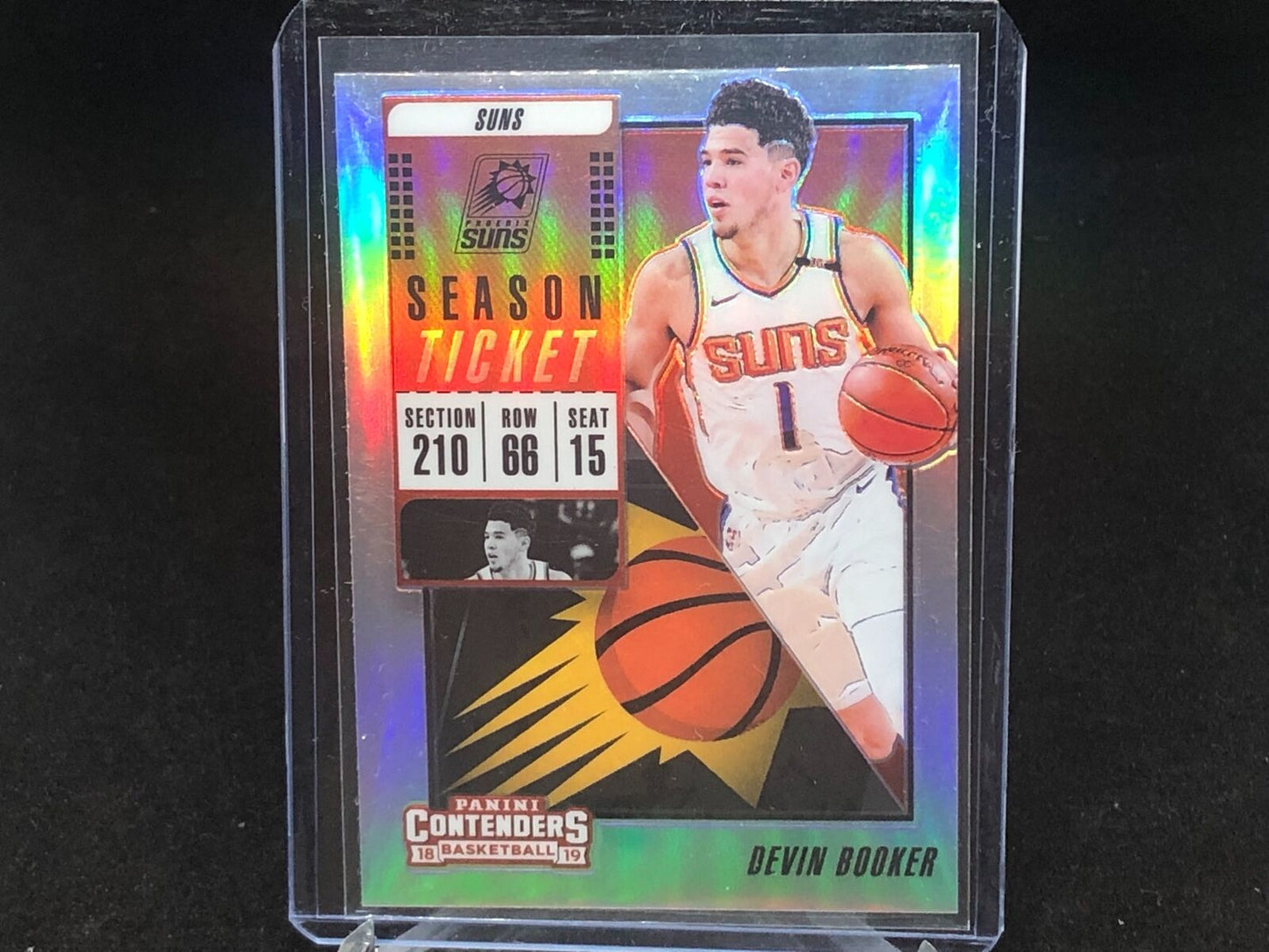 DEVIN BOOKER 2018-19 PANINI CONTENDERS OPTIC SEASON TICKET SILVER PRIZM # 55