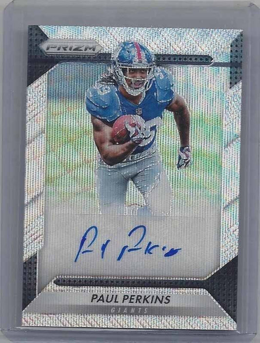 PAUL PERKINS 2016 PANINI PRIZM BLUE WAVE PRIZMS GIANTS ROOKIE AUTO RC #D 72/149