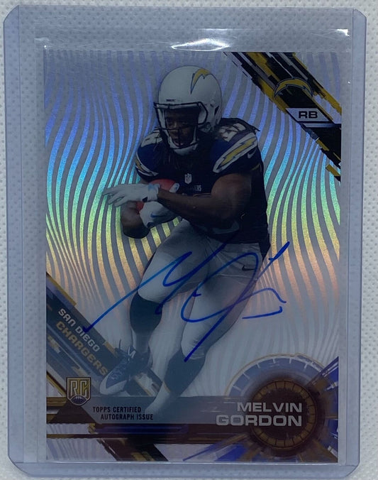 MELVIN GORDON 2015 TOPPS HIGH TEK ROOKIE ON CARD AUTO RC #95