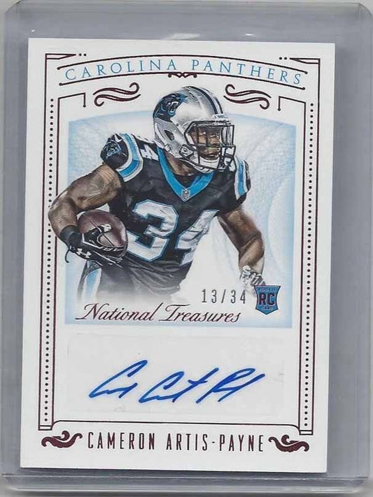 CAMERON ARTIS PAYNE 2015 NATIONAL TREASURES RED JERSEY NUMBER ROOKIE AUTO RC /34