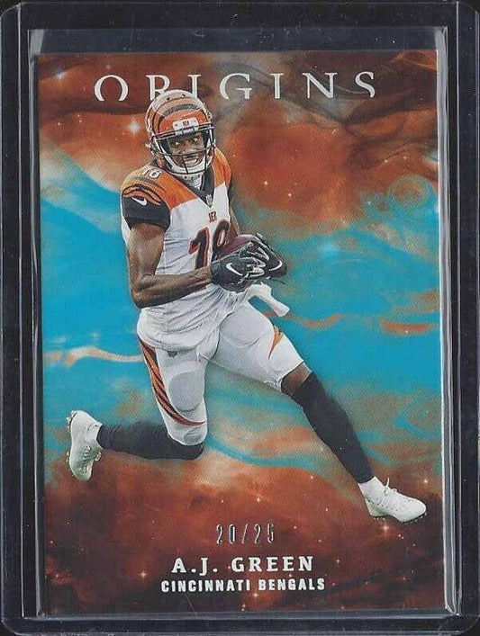 A.J. GREEN 2019 PANINI ORIGINS AQUA TEAL PARALLEL #D 20/25