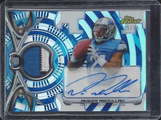 AMEER ABDULLAH 2015 FINEST RPA DIAMOND REFRACTOR 3 COLOR PATCH AUTO RC #D 15/60