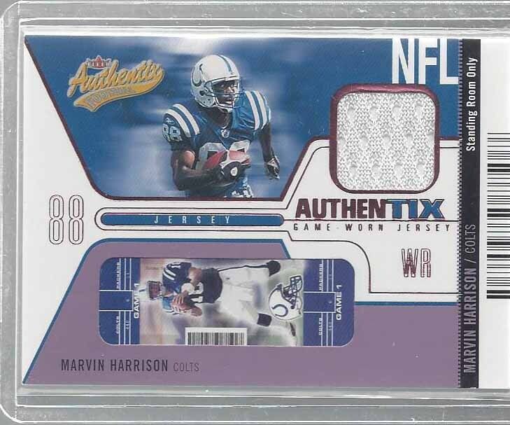 MARVIN HARRISON 2004 FLEER AUTHENTIX PINK STUB JERSEY STANDING ROOM ONLY #D 6/10