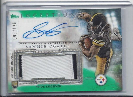 SAMMIE COATES 2015 TOPPS INCEPTION GREEN RPA STEELERS 2 CL PATCH AUTO RC #D /125