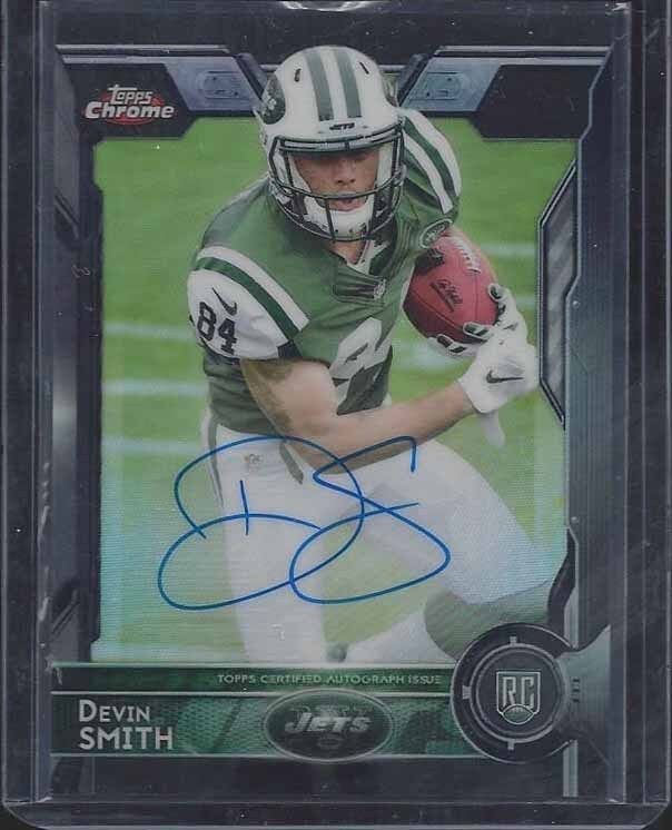 DEVIN SMITH 2015 TOPPS CHROME BLACK REFRACTOR ON CARD ROOKIE AUTO RC #D 13/25