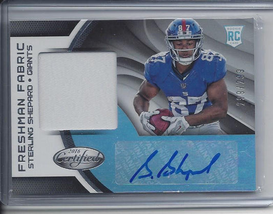STERLING SHEPARD 2016 CERTIFIED FRESHMAN FABRIC ROOKIE PATCH AUTO RC #D 299/299
