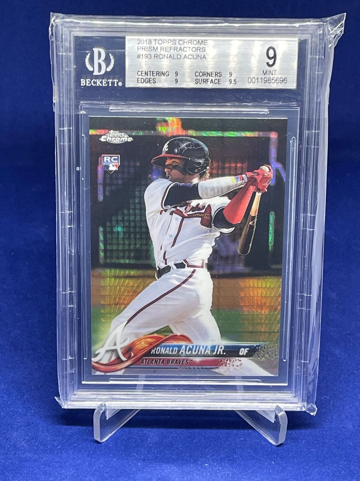 RONALD ACUNA 2018 TOPPS CHROME PRISM REFRACTOR ROOKIE RC #193 BGS 9 MINT