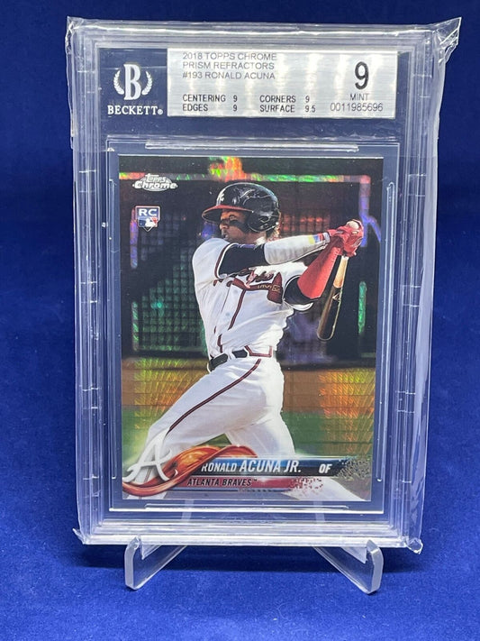 RONALD ACUNA 2018 TOPPS CHROME PRISM REFRACTOR ROOKIE RC #193 BGS 9 MINT